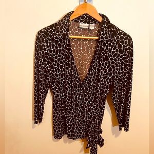 Chico’s Brown Giraffe Print Wrap Blouse